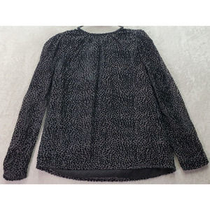 Express Blouse Top Women's Small Gray Black Velvet Polka Dot Sheer Viscose Lined